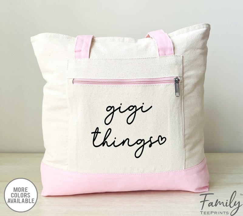 Gigi Things - Gigi Zippered Tote Bag - Two Tone Bag - Gigi Gift - familyteeprints