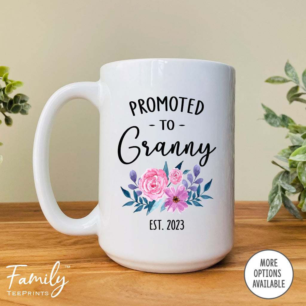 Promoted To Granny Est. 2023 - Coffee Mug - Gifts For Granny - Granny Mug - familyteeprints