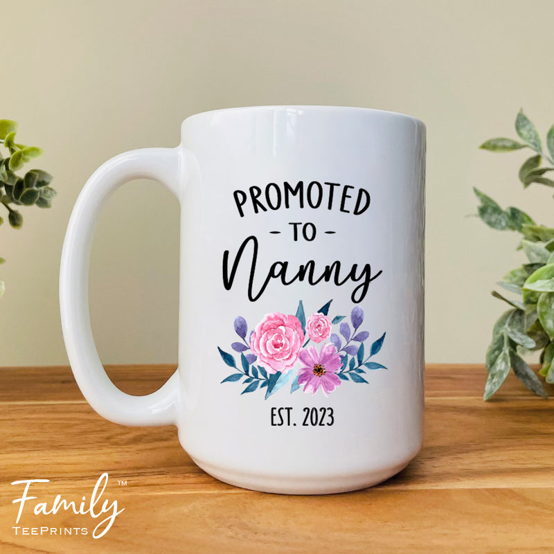 Promoted To Nanny Est. 2023 - Coffee Mug - Gifts For Nanny - Nanny Mug - familyteeprints