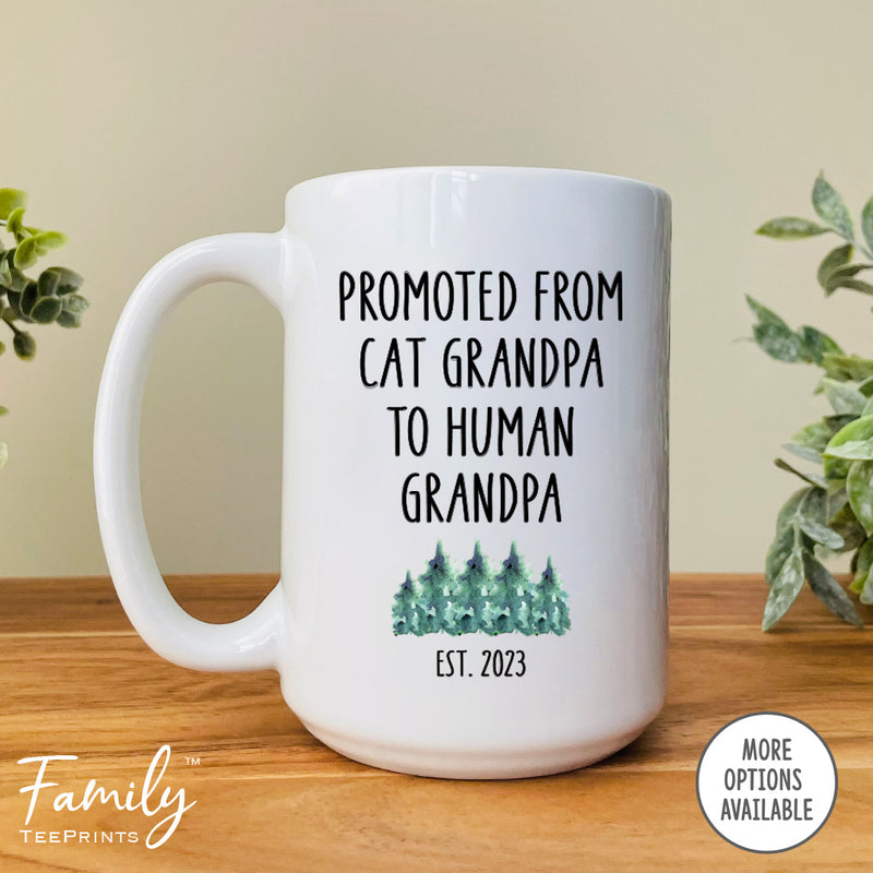Promoted From Cat Grandpa To Human Grandpa - Coffee Mug - Gifts For New Grandpa - Grandpa Mug - familyteeprints