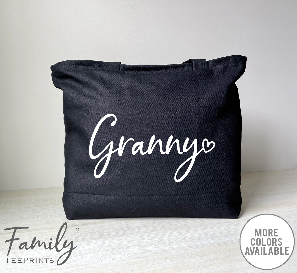 Granny Heart - Zippered Tote Bag - Granny Bag - Granny Gift - familyteeprints
