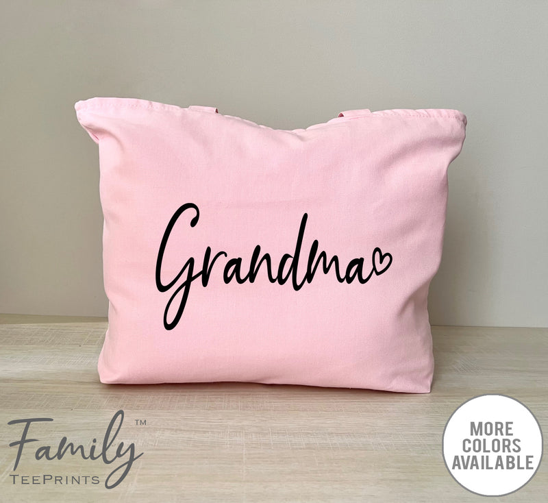 Grandma Heart - Zippered Tote Bag - Grandma Bag - Grandma Gift - familyteeprints