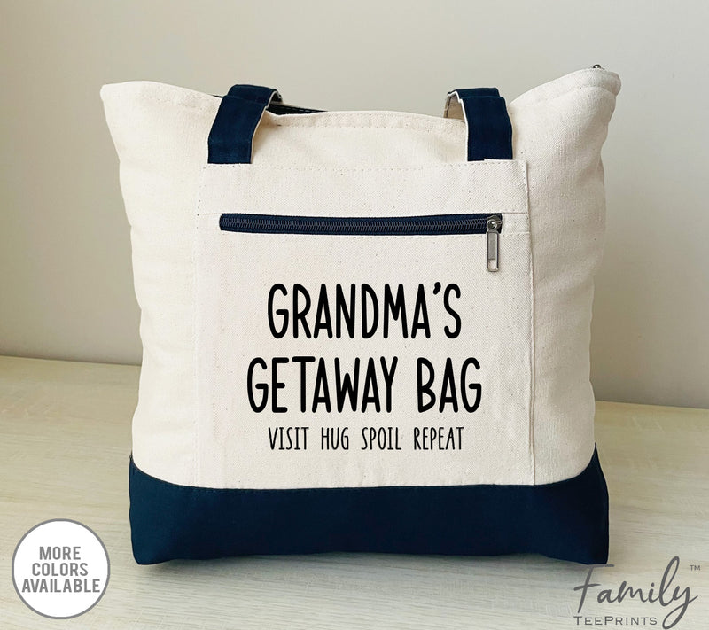 Grandma's Getaway Bag - Grandma Zippered Tote Bag - Two Tone Bag - Grandma Gift - familyteeprints