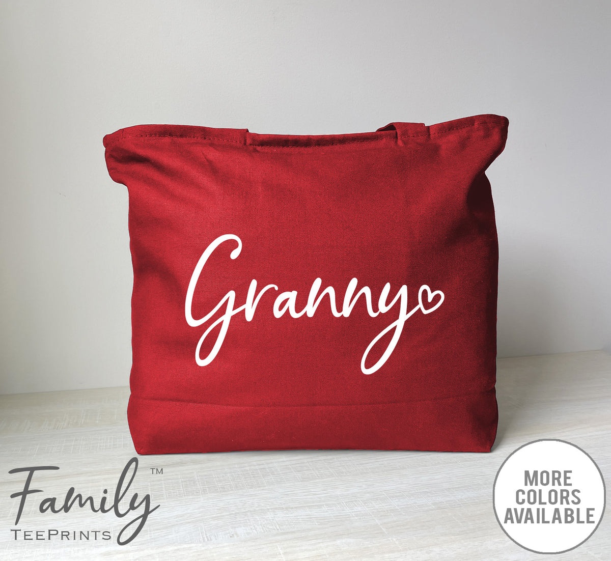 Granny Heart - Zippered Tote Bag - Granny Bag - Granny Gift - familyteeprints