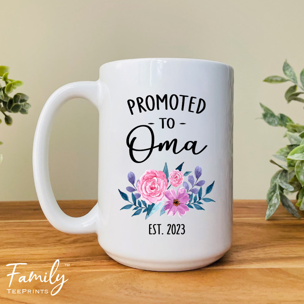 Promoted To Oma Est. 2023 - Coffee Mug - Gifts For Oma - Oma Mug - familyteeprints