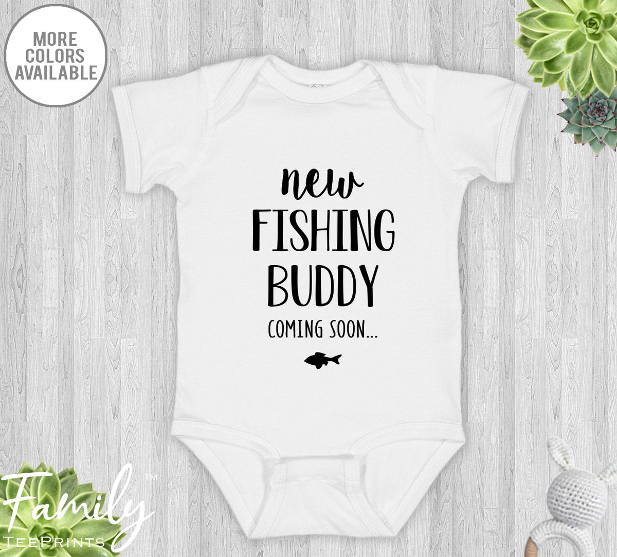 New Fishing Buddy Coming Soon - Baby Onesie - Pregnancy Reveal Gift - Baby Announcement - familyteeprints