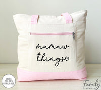 Mamaw Things - Mamaw Zippered Tote Bag - Two Tone Bag - Mamaw Gift - familyteeprints