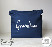 Grandma Heart - Zippered Tote Bag - Grandma Bag - Grandma Gift - familyteeprints