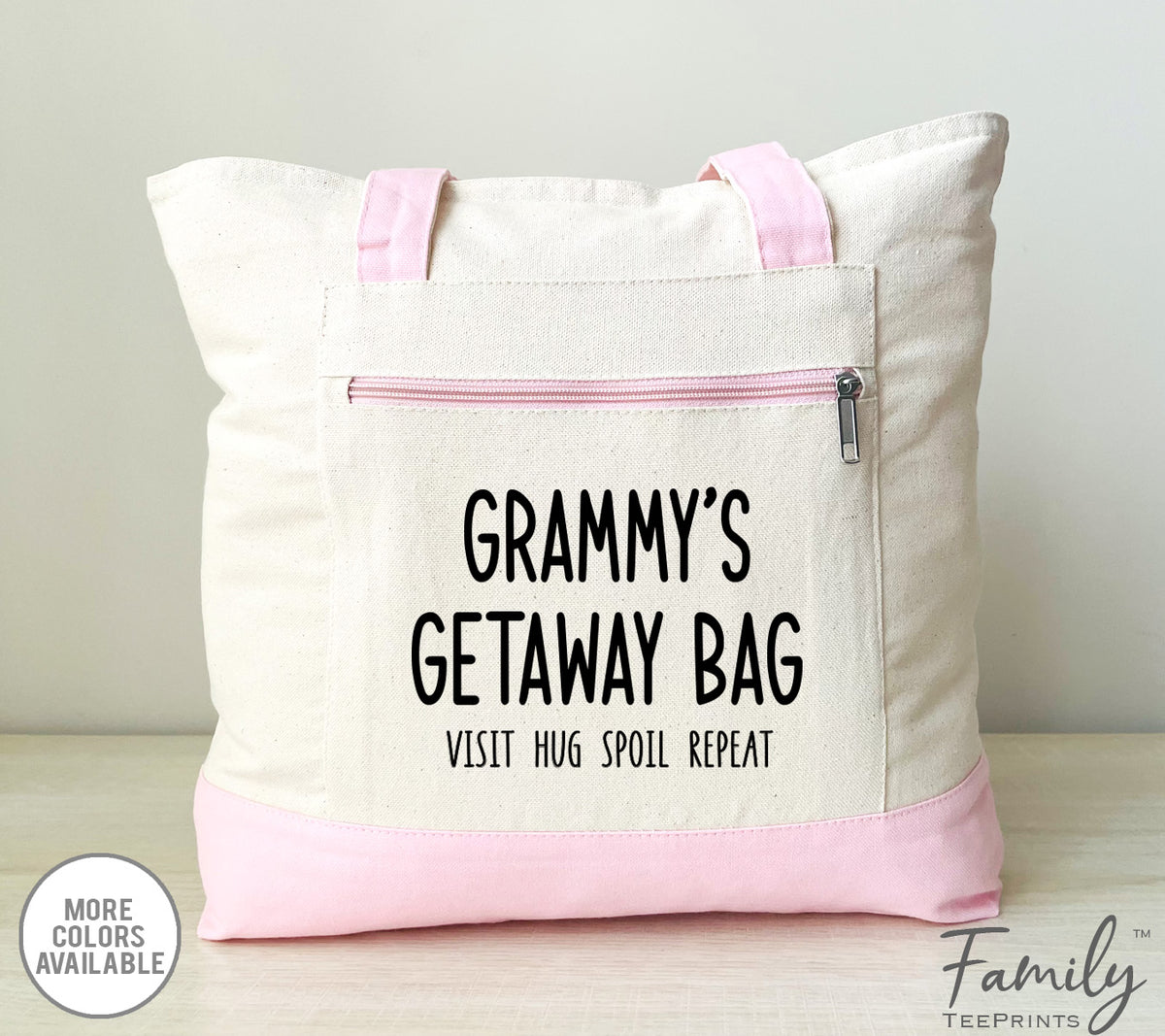 Grammy's Getaway Bag - Grammy Zippered Tote Bag - Two Tone Bag - Grammy Gift - familyteeprints