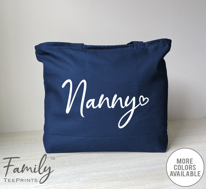 Nanny Heart - Zippered Tote Bag - Nanny Bag - Nanny Gift