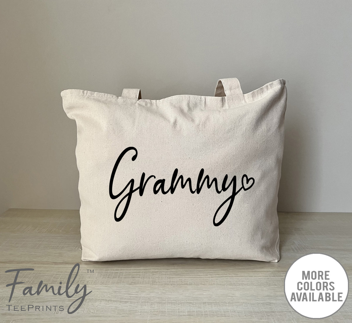 Grammy Heart - Zippered Tote Bag - Grammy Bag - Grammy Gift - familyteeprints