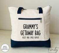 Grammy's Getaway Bag - Grammy Zippered Tote Bag - Two Tone Bag - Grammy Gift - familyteeprints
