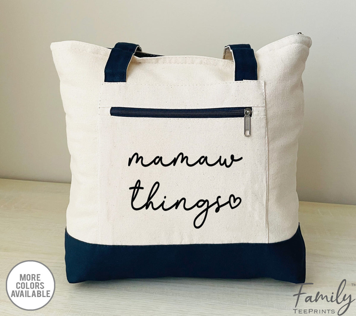 Mamaw Things - Mamaw Zippered Tote Bag - Two Tone Bag - Mamaw Gift - familyteeprints