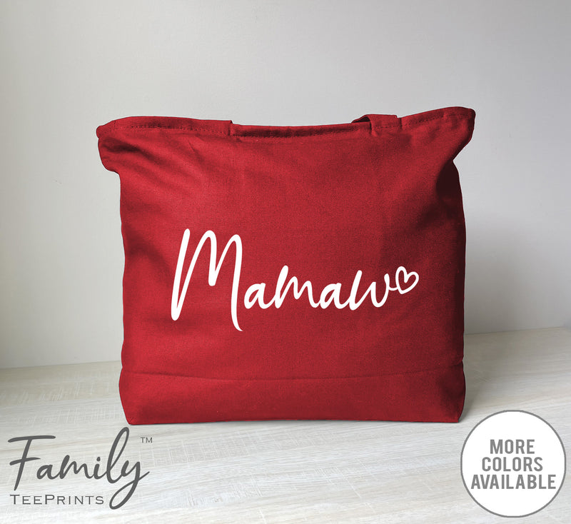 Mamaw Heart - Zippered Tote Bag - Mamaw Bag - Mamaw Gift - familyteeprints