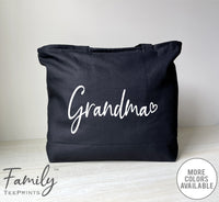 Grandma Heart - Zippered Tote Bag - Grandma Bag - Grandma Gift - familyteeprints