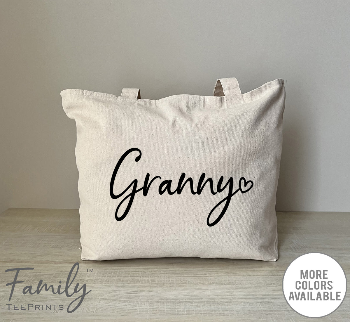 Granny Heart - Zippered Tote Bag - Granny Bag - Granny Gift - familyteeprints