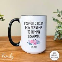 Promoted From Dog Grandma To Human Grandma - Coffee Mug - Gifts For New Grandma - Grandma Mug