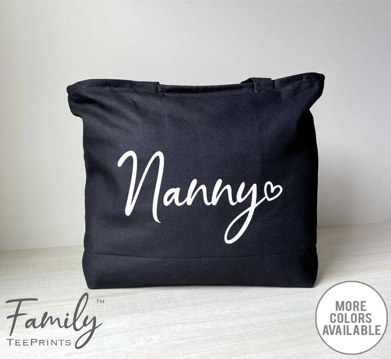 Nanny Heart - Zippered Tote Bag - Nanny Bag - Nanny Gift - familyteeprints