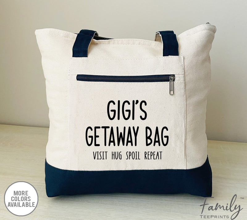 Gigi's Getaway Bag - Gigi Zippered Tote Bag - Two Tone Bag - Gigi Gift - familyteeprints
