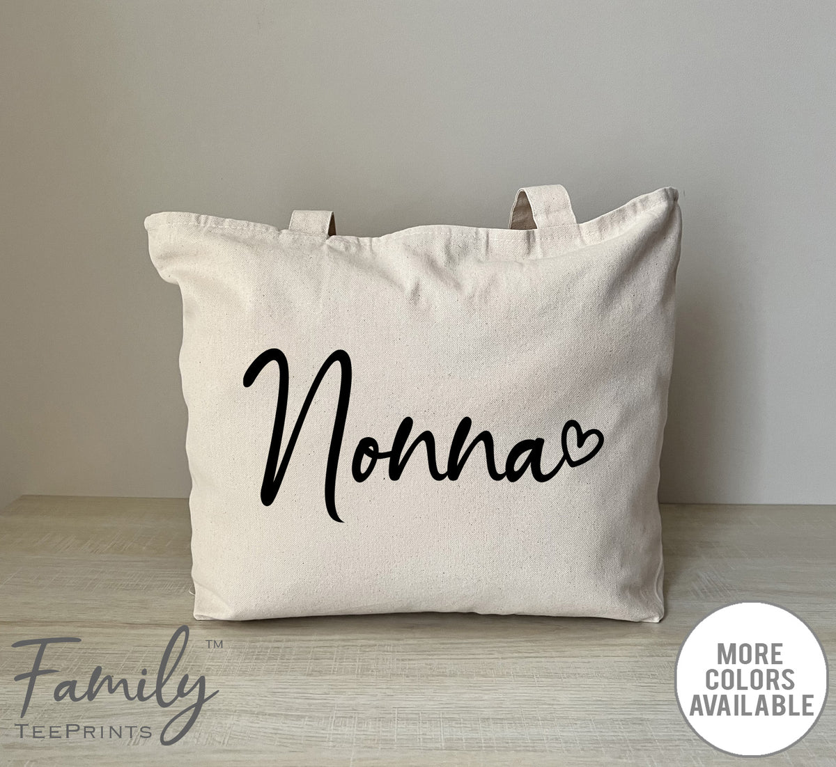 Nonna Heart - Zippered Tote Bag - Nonna Bag - Nonna Gift - familyteeprints