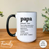 Papa Definition - Coffee Mug - Funny Papa Gift - Funny Papa Coffee Mug - familyteeprints
