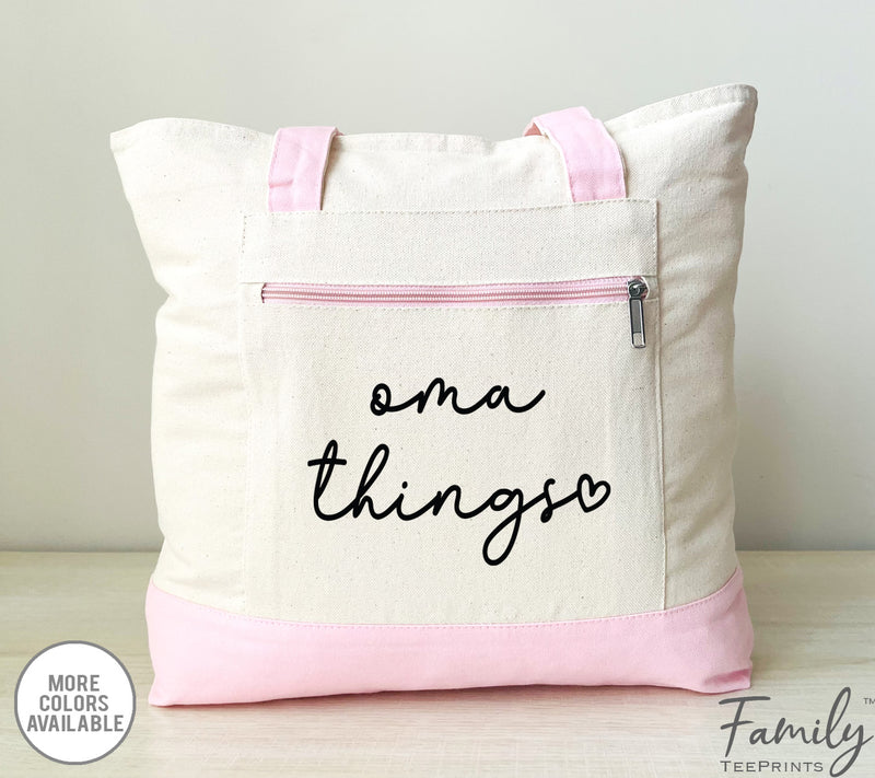 Oma Things - Oma Zippered Tote Bag - Two Tone Bag - Oma Gift - familyteeprints
