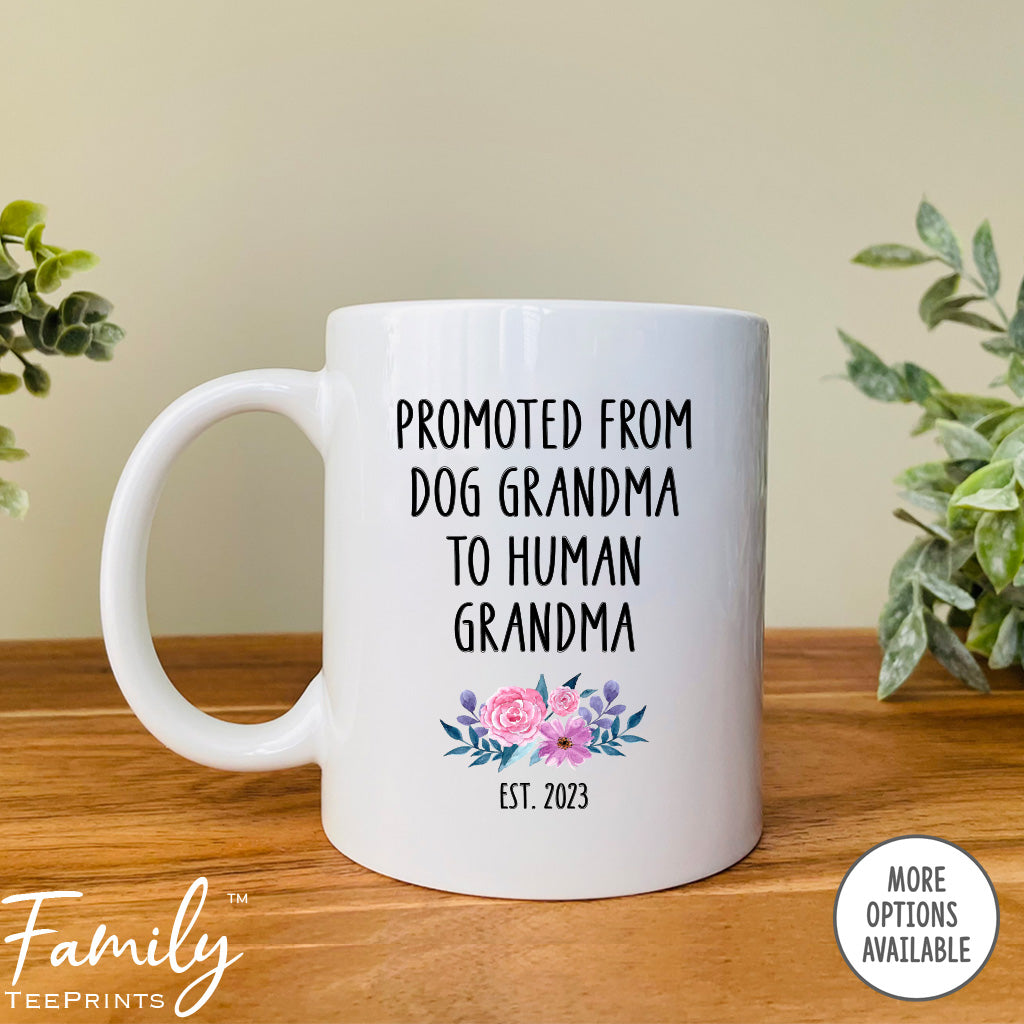 Promoted From Dog Grandma To Human Grandma - Coffee Mug - Gifts For New Grandma - Grandma Mug - familyteeprints