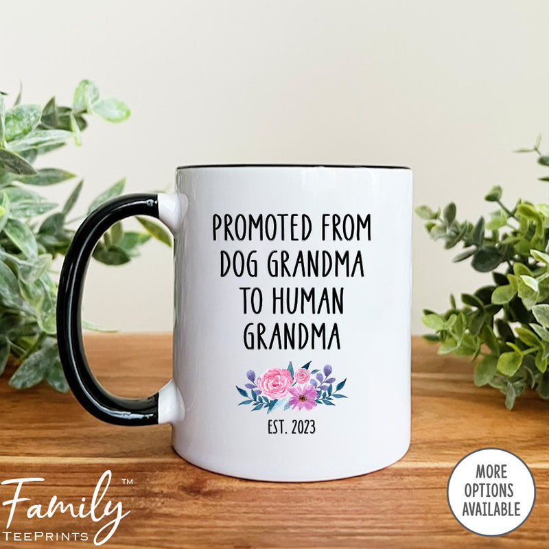 Promoted From Dog Grandma To Human Grandma - Coffee Mug - Gifts For New Grandma - Grandma Mug