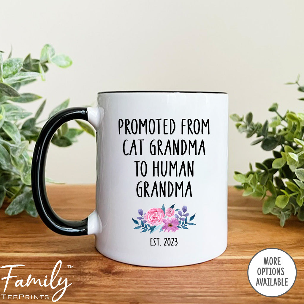 Promoted From Cat Grandma To Human Grandma - Coffee Mug - Gifts For New Grandma - Grandma Mug