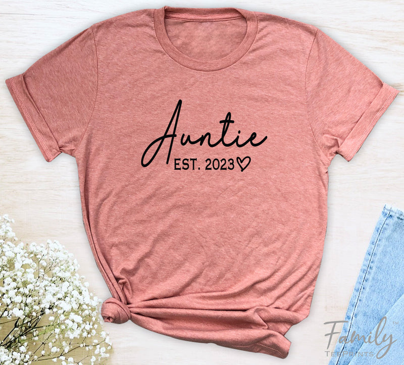 Auntie Est. 2023 - Unisex T-shirt - Auntie Shirt - Gift For Auntie To Be - familyteeprints