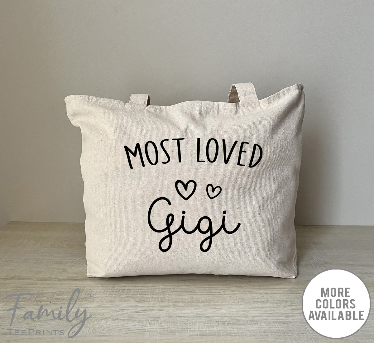 Most Loved Gigi - Zippered Tote Bag - Gigi Bag - Gigi Gift - familyteeprints