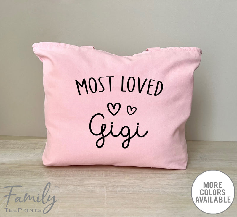 Most Loved Gigi - Zippered Tote Bag - Gigi Bag - Gigi Gift - familyteeprints