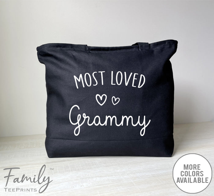 Most Loved Grammy - Zippered Tote Bag - Grammy Bag - Grammy Gift