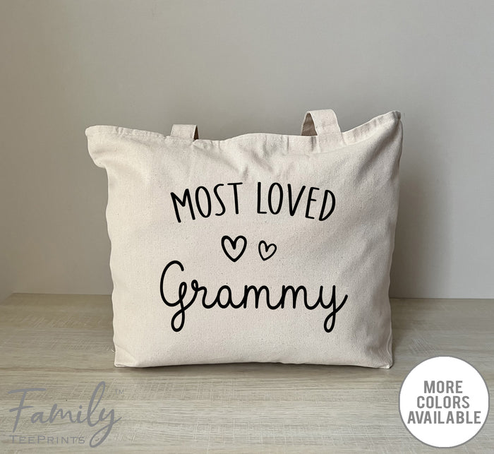 Most Loved Grammy - Zippered Tote Bag - Grammy Bag - Grammy Gift