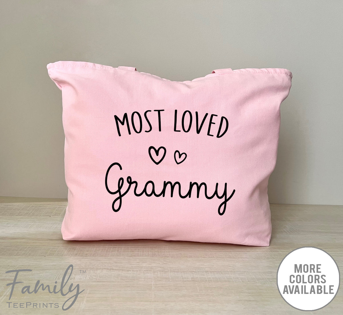 Most Loved Grammy - Zippered Tote Bag - Grammy Bag - Grammy Gift - familyteeprints