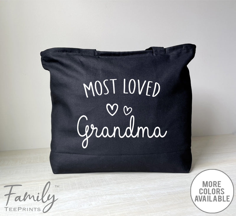 Most Loved Grandma - Zippered Tote Bag - Grandma Bag - Grandma Gift - familyteeprints