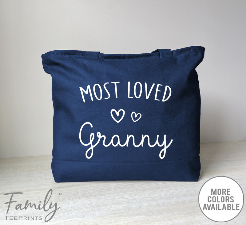 Most Loved Granny - Zippered Tote Bag - Granny Bag - Granny Gift - familyteeprints
