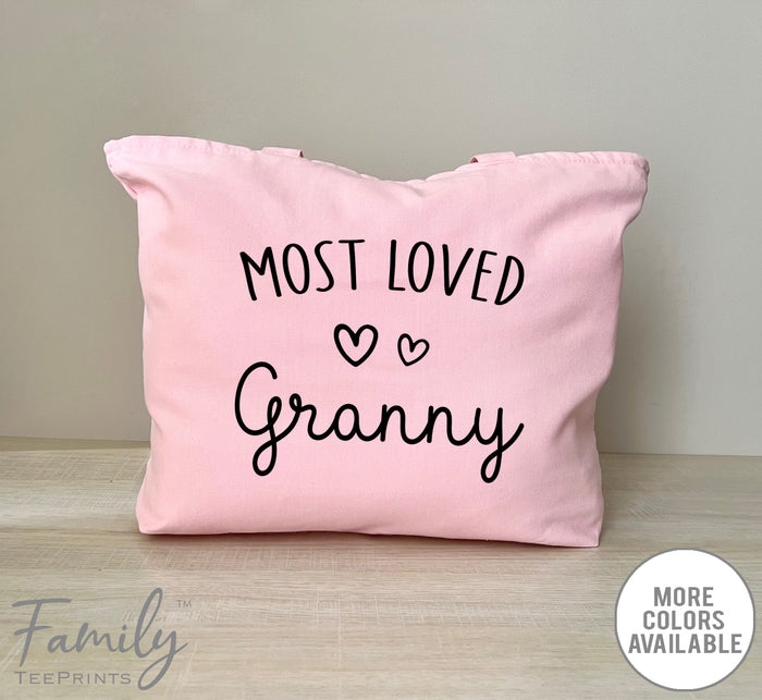 Most Loved Granny - Zippered Tote Bag - Granny Bag - Granny Gift