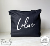 Lola Heart - Zippered Tote Bag - Lola Bag - Lola Gift - familyteeprints