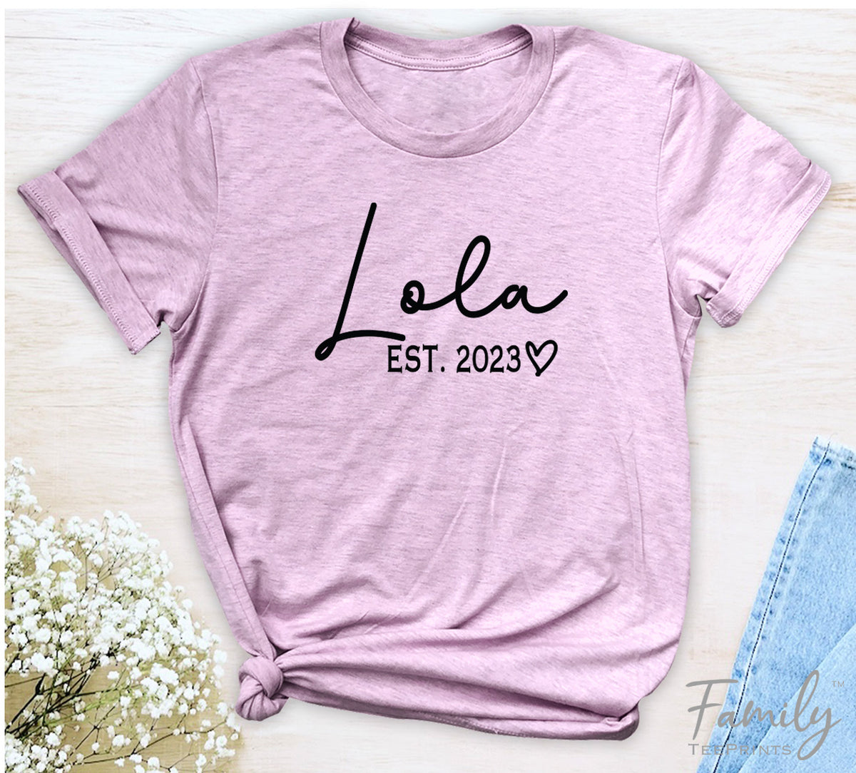 Lola Est. 2023 - Unisex T-shirt - Lola Shirt - Gift For Lola To Be - familyteeprints