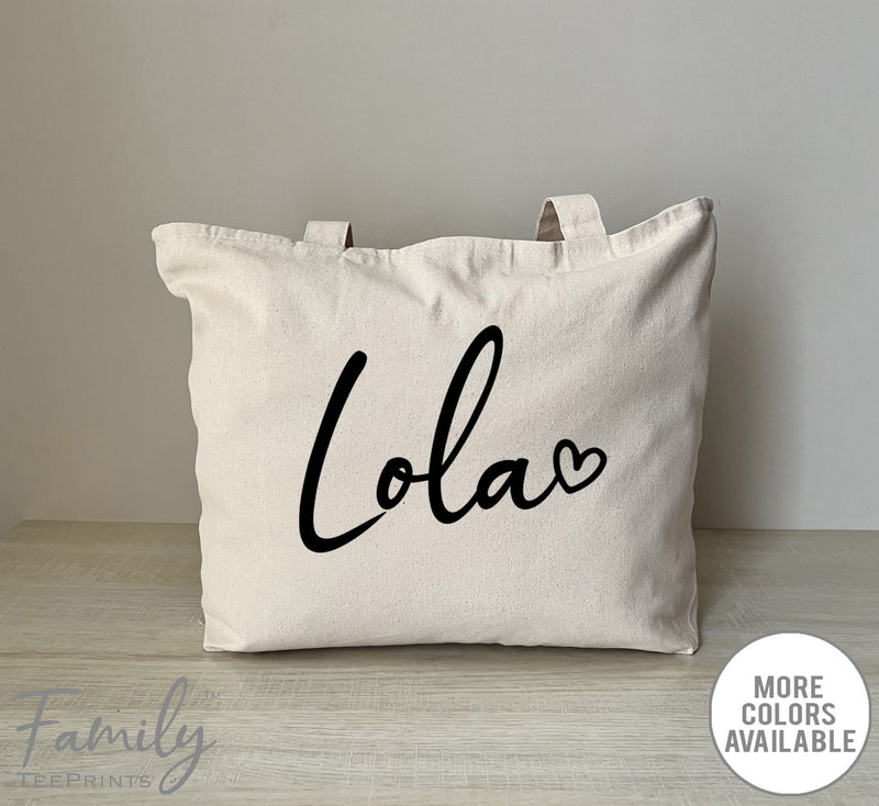 Lola Heart - Zippered Tote Bag - Lola Bag - Lola Gift - familyteeprints