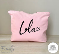 Lola Heart - Zippered Tote Bag - Lola Bag - Lola Gift - familyteeprints