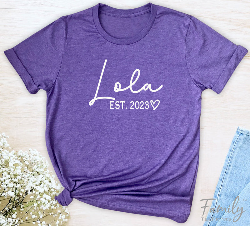 Lola Est. 2023 - Unisex T-shirt - Lola Shirt - Gift For Lola To Be - familyteeprints