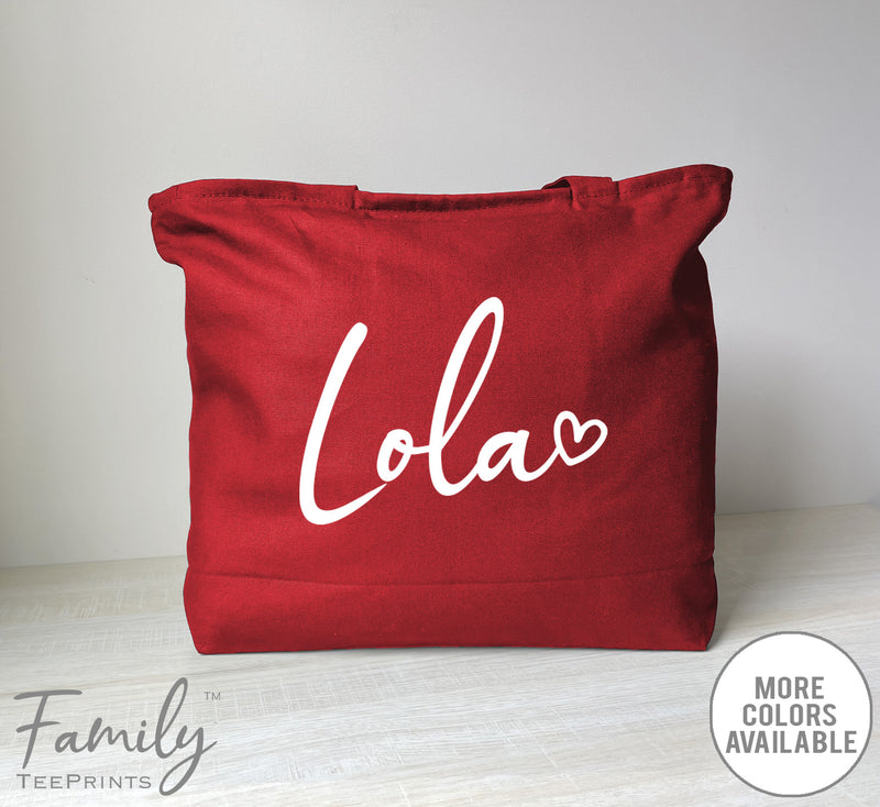 Lola Heart - Zippered Tote Bag - Lola Bag - Lola Gift - familyteeprints