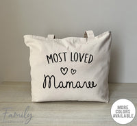 Most Loved Mamaw - Zippered Tote Bag - Mamaw Bag - Mamaw Gift - familyteeprints