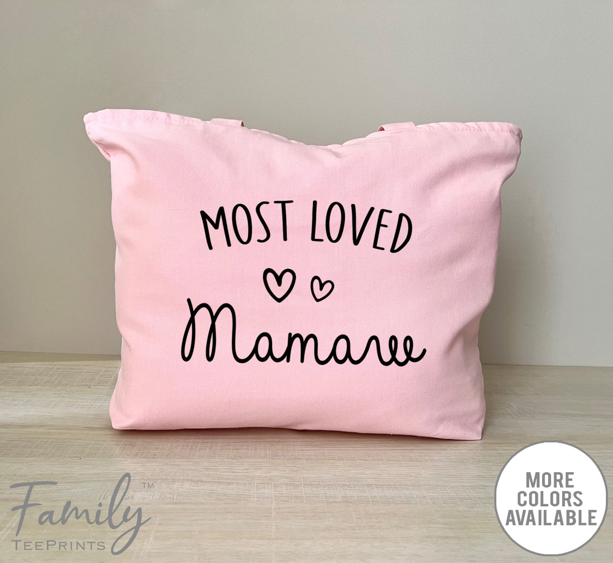 Most Loved Mamaw - Zippered Tote Bag - Mamaw Bag - Mamaw Gift - familyteeprints