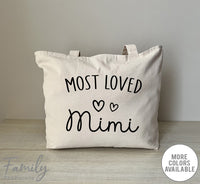 Most Loved Mimi - Zippered Tote Bag - Mimi Bag - Mimi Gift - familyteeprints