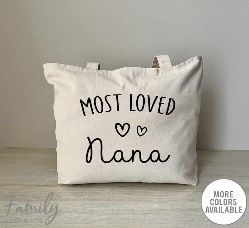 Most Loved Nana - Zippered Tote Bag - Nana Bag - Nana Gift - familyteeprints