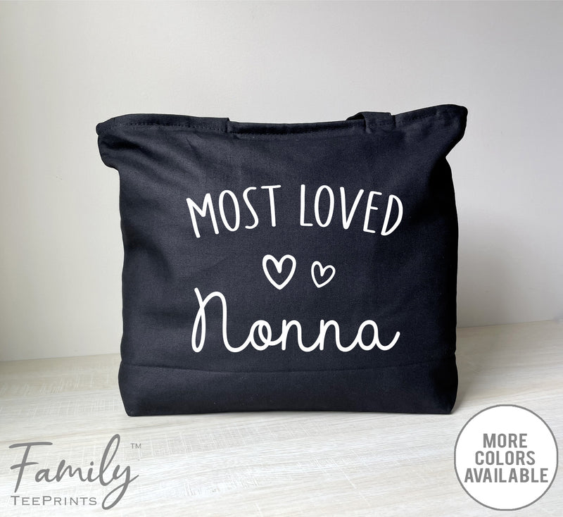 Most Loved Nonna - Zippered Tote Bag - Nonna Bag - Nonna Gift - familyteeprints