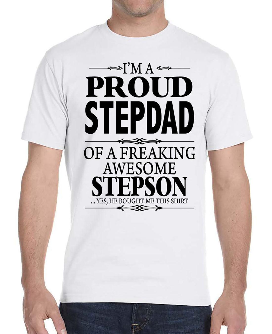 I'm A Proud Stepdad Of A Freaking Awesome Stepson-Unisex T-Shirt Stepdad Shirt - familyteeprints